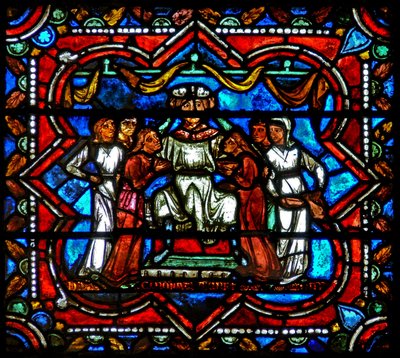 Vindu w17 som viser en scene fra historien om den fortapte sønnen: kurtisaner tiltrekker ham av French School