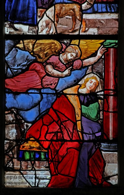 Vindu w18 som viser en scene fra Life of St Yves - av French School