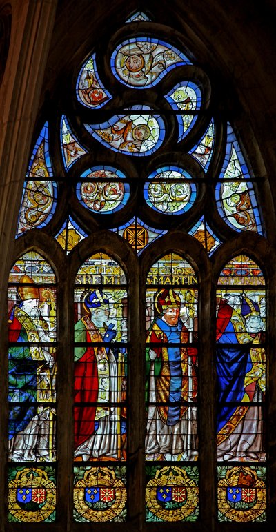 Vindu w201 som viser St. Marceau(?), St. Remi, St. Martin og St. Denis av French School
