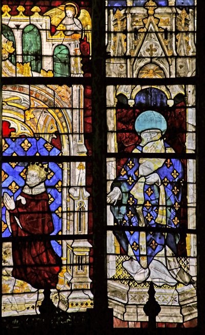 Vindu w210 som viser St Denis med giveren Charles VI av French School