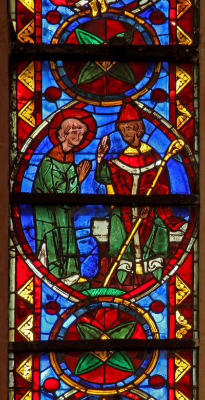 Vindu w213 som viser St Stephen er sendt av biskopen hans av French School