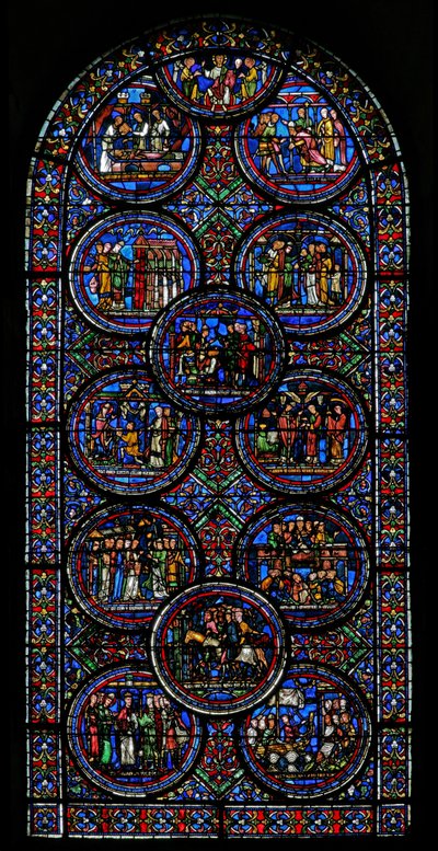 Vindu w23 som viser St Thomas Becket-vinduet av French School