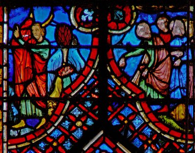 Vindu w2 Moses skjuler ansiktet sitt; og folket ofret sine kapper. Ex XXXIV 33-35 av French School