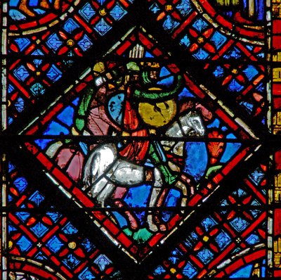 Window w2 Faraos hær forfølger israelittene Ex XIV 8 av French School