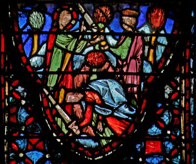 Window w4 Guds soldat dukker opp for Joshua som faller til bakken. Josh V 13-16 av French School