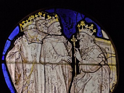 Vindu w72 som viser magiene før Herodes - panel fra de lave landene? av French School