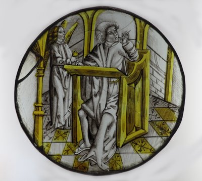 Vindu w76 som viser St. Matteus med sin symbolengel av French School