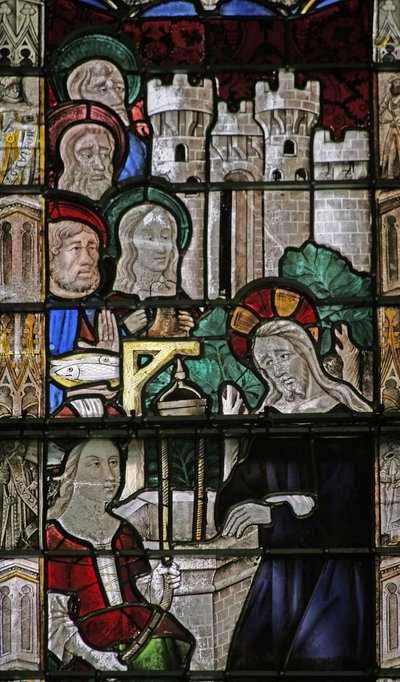 Vindu w7 som viser Kristus og den samaritanske kvinnen av French School