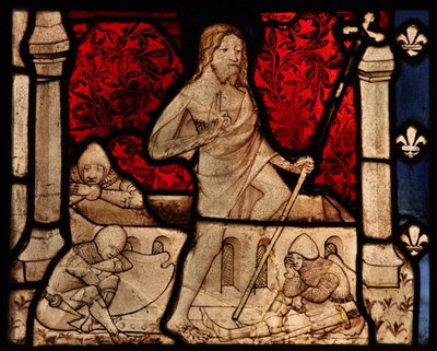 Vindu w80 som viser oppstandelsen, fra Church of Betton, Bretagne av French School