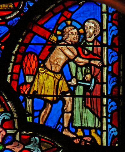 Vindu w8 Jesus bærer korset: Via Crucis av French School