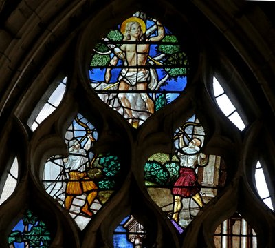 Fenster w8 mit Darstellung von St. Sebastian von French School