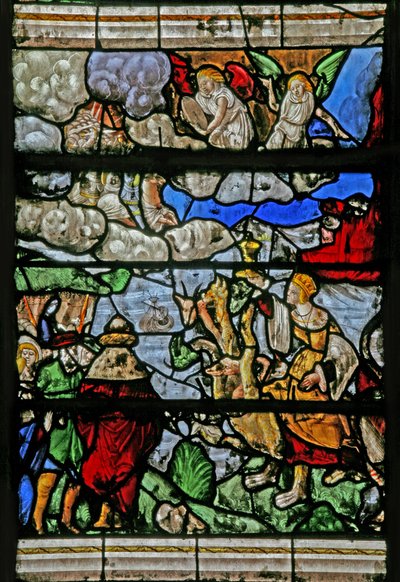 Vindu w9 som viser den siste dommen - etter Albert Durer av French School