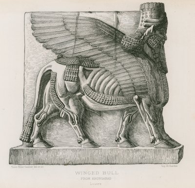 Bevinget okse, fra Khorsabad, Louvre av French School