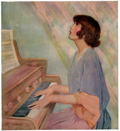 Kvinne som spiller orgel av French School