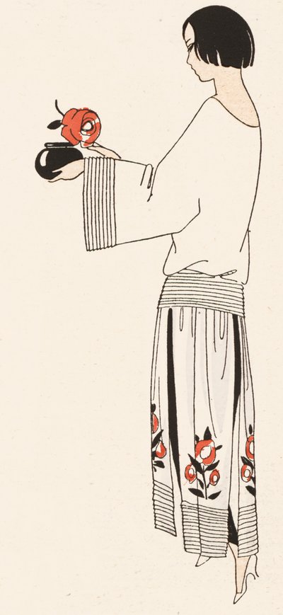 Damemote fra 1920-tallet (fargelitografi) av French School