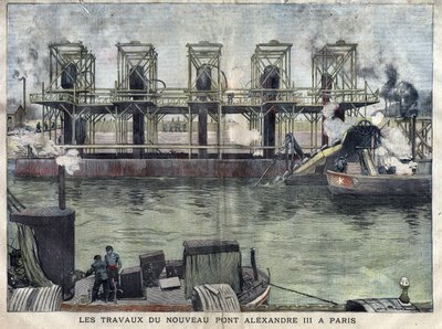 Jobber i Paris ved Pont Alexandre III. Gravering av april 1898 i “La petite Gironde”””. av French School