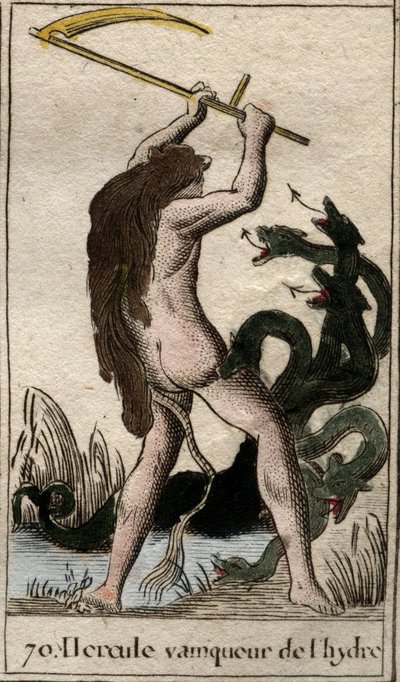 Works of Hercules: "" Hercules killing the Lernaean Hydra"" (Labor of Heracles, Hercules killing the Lernaean Hydra) Fra "" Mythology of Youth "" av Pierre Blanchard 1803. av French School
