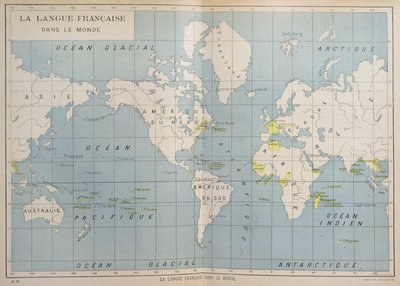 Verdenskart over fransktalende land, tidlig på 1900-tallet av French School