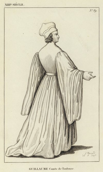 XIII Century, Guillaume, greve av Toulouse (gravering) av French School