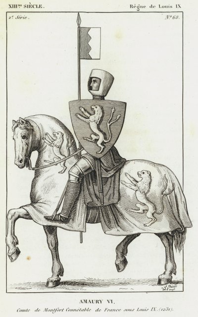 XIII århundre, regjering av Ludvig IX, Amaury VI, grev av Montfort konstabel av Frankrike under Ludvig IX av French School