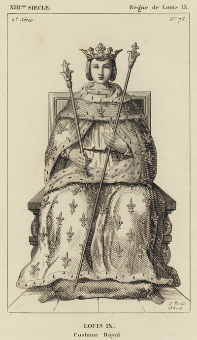 XIII Century, Reign of Louis IX, Louis IX, Royal Costume (gravering) av French School