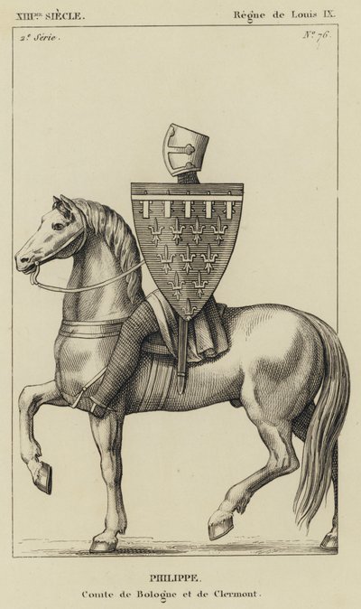 XIII århundre, regjering av Louis IX, Philippe, greve av Bologna og Clermont (gravering) av French School