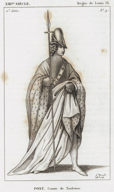 XIII århundre, regjering av Louis IX, Pont, greve av Toulouse (gravering) av French School