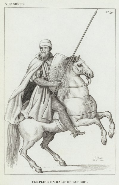 XIII Century, Templar in War Dress (gravering) av French School