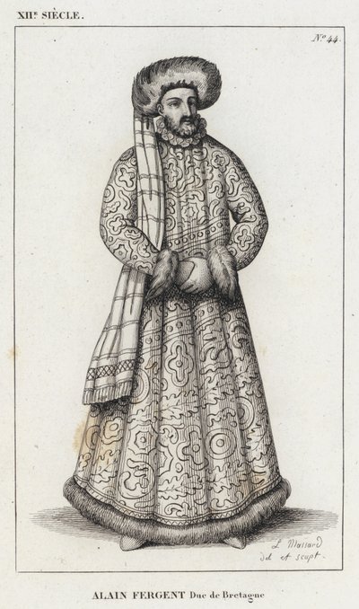 XII Century, Alain Fergent, hertug av Bretagne (gravering) av French School