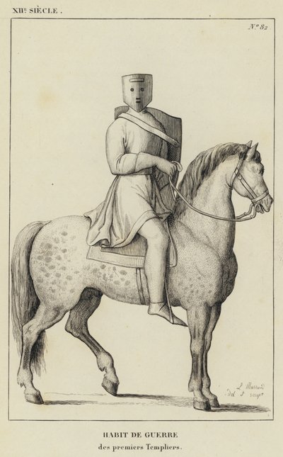 XII Century, War Habit, av de første tempelridderne (gravering) av French School