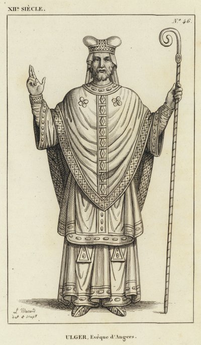 XII Century, Ulger, biskop av Angers (gravering) av French School