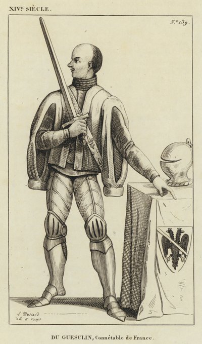 XIV Century, Du Guesclin, konstabel i Frankrike (gravering) av French School