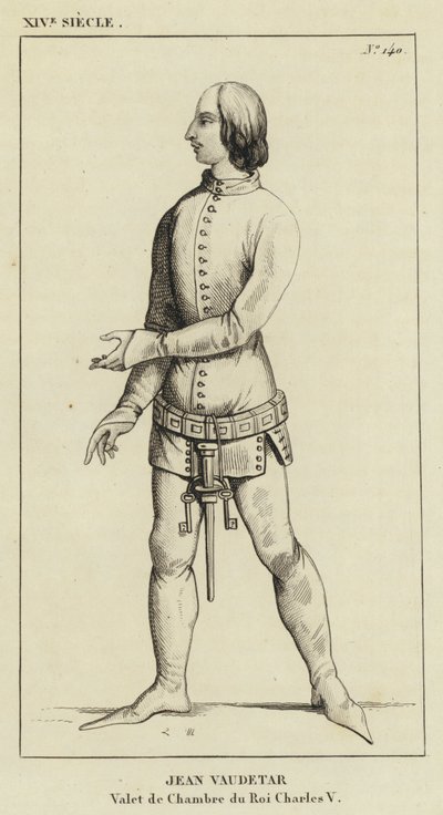 XIV Century, Jean Vaudetar, Valet de Chambre av kong Charles V (gravering) av French School