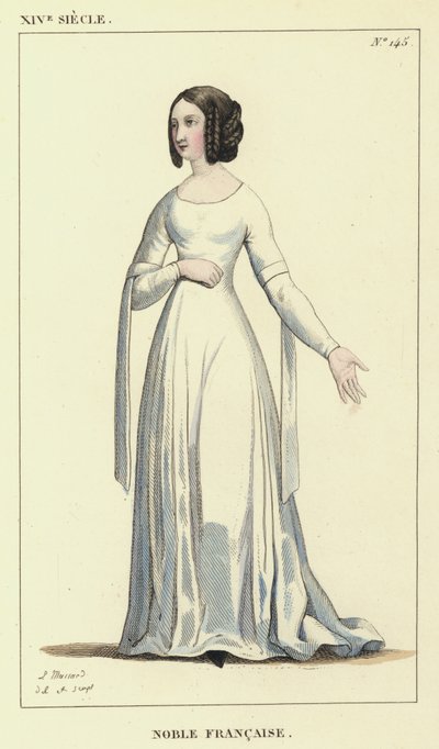XIV Siecle, Noble Francaise (farget gravering) av French School