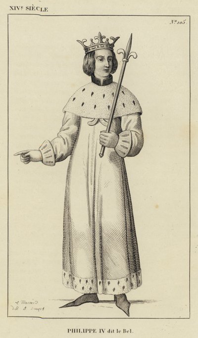 XIV Century, Philippe IV dit le Bel (gravering) av French School