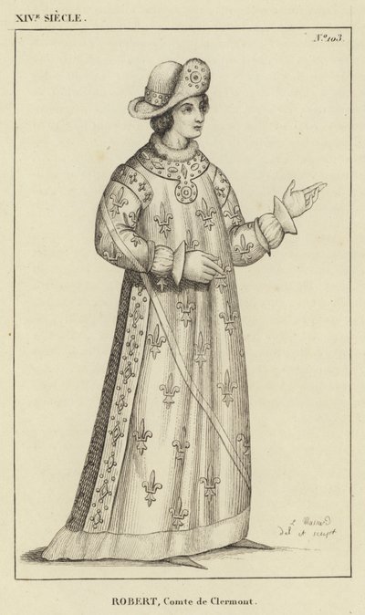 XIV Century, Robert, greve av Clermont (gravering) av French School