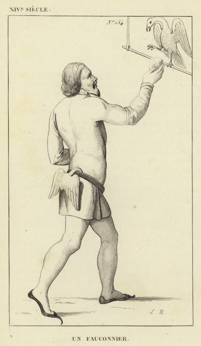 XIV Century, A Falconer (gravering) av French School