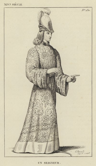 XIV Century, A Lord (gravering) av French School