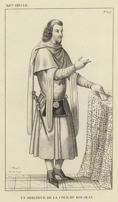 XIV Century, A Lord of the Court of King John (gravering) av French School