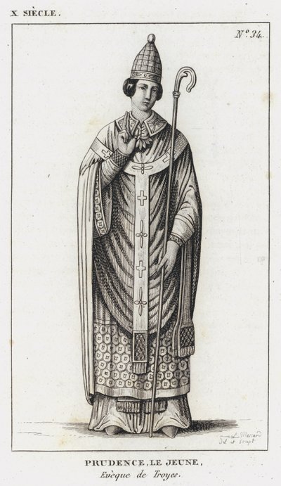 X Century, Prudence den yngre, biskop av Troyes (gravering) av French School