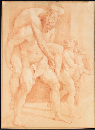Ung mann redder faren sin, etter Raphael av French School