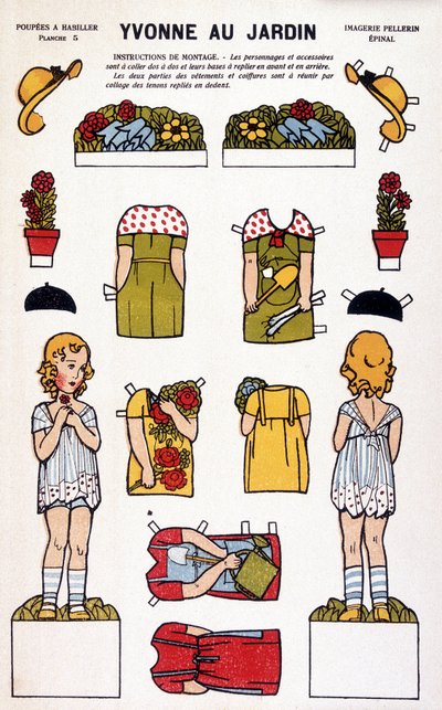 Yvonne i hagen: decoupage. 1800-tallet. av French School