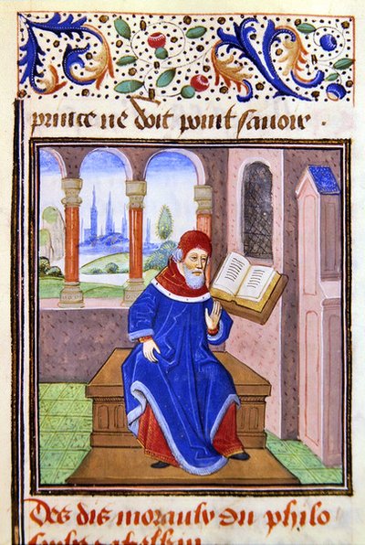 Zaqaquin, fra Histoire des Philosophes, sent på 1400-tallet (vellum) av French School