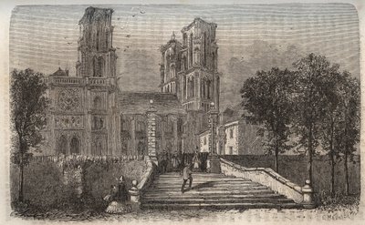 cathedrale Notre-Dame (Notre Dame) de Laon (1150-1180), Aisne - engraving in “” Histoire de France”” by Victor Duruy (1811-1894) - 1882 av French School