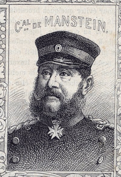 portrett av den prøyssiske generalen Hugo von Obernitz - 1870-71 (gravering) av French School