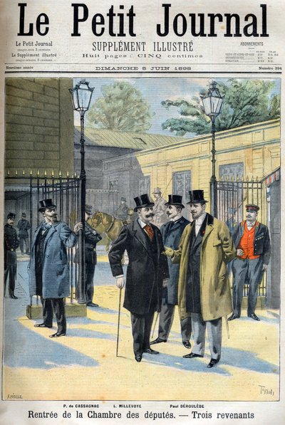 gjenåpning av deputertkammeret, illustrasjon i "Le Petit Journal" 5. juni av French School