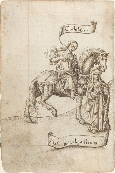 godtroenhet forbereder seg til å pleie håpets mor [fol. 18 verso] av French early 16th Century