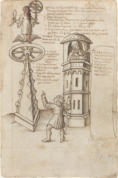 Statuen av muligheten, en forbipasserende og anger [fol. 8r] av French early 16th Century