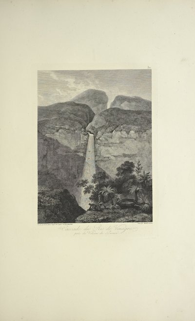 Falls of the Rio de Vinagre, nær Volcano of Purace, tegnet av Koch, gravert av Arnold, illustrasjon fra 
