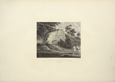 Rock of Inti-Guaicu, tegnet av Koch, gravert av Dutterhoffer, illustrasjon fra 'Views of the Cordilleras and Monuments of the Native Peoples of America' av Alexander von Humboldt og Aime Bonpland av Friedrich Alexander Baron von (after) Humboldt